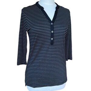 Charles River Apparel Windsor Striped Henley Black Gorpcore Active Nautical-S